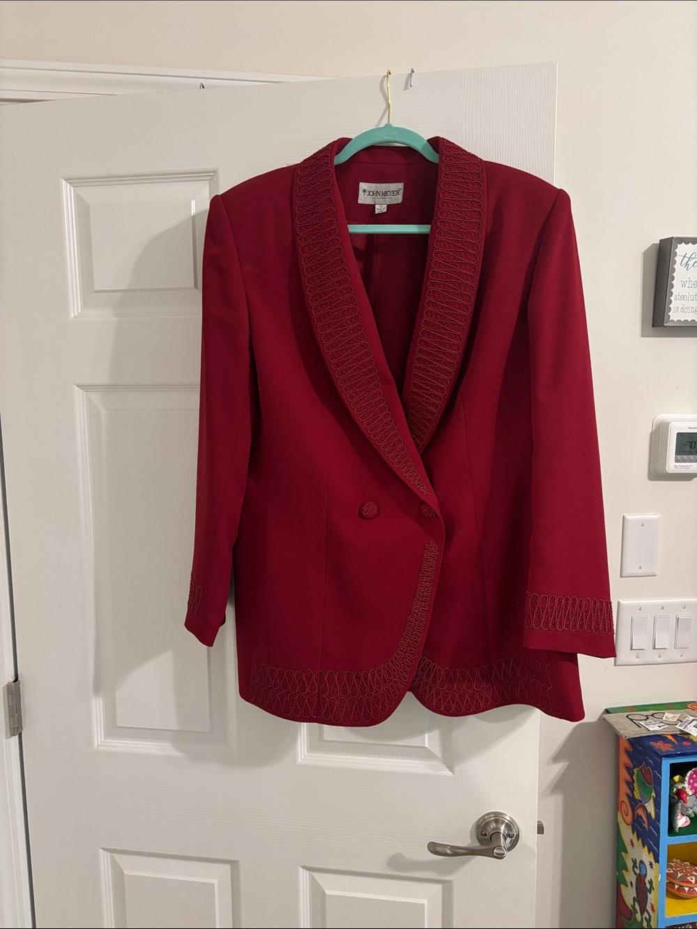 Women's Deep Red Shawl-Collar Blazer